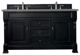 Brookfield 60" Double Vanity, Antique Black w/ 3 CM Grey Expo Quartz Top