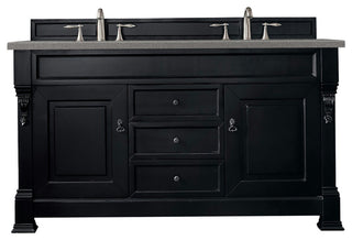 Brookfield 60" Double Vanity, Antique Black w/ 3 CM Grey Expo Quartz Top