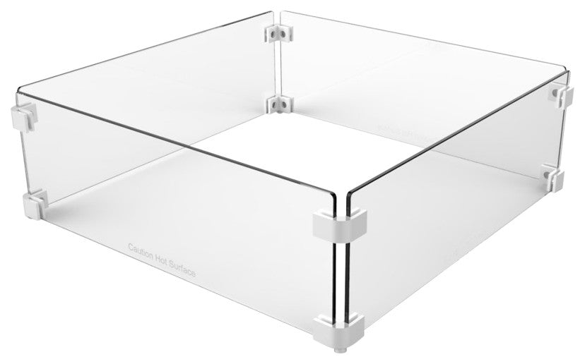 EvFires 23" Square Fire Pit Flame Guard With Silver Clips