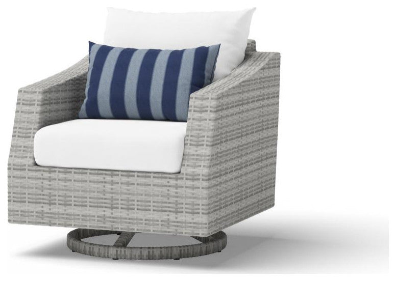 Cannes Deluxe 8 Piece Aluminum Outdoor Patio Sofa and Club Chair Set, Centered Ink