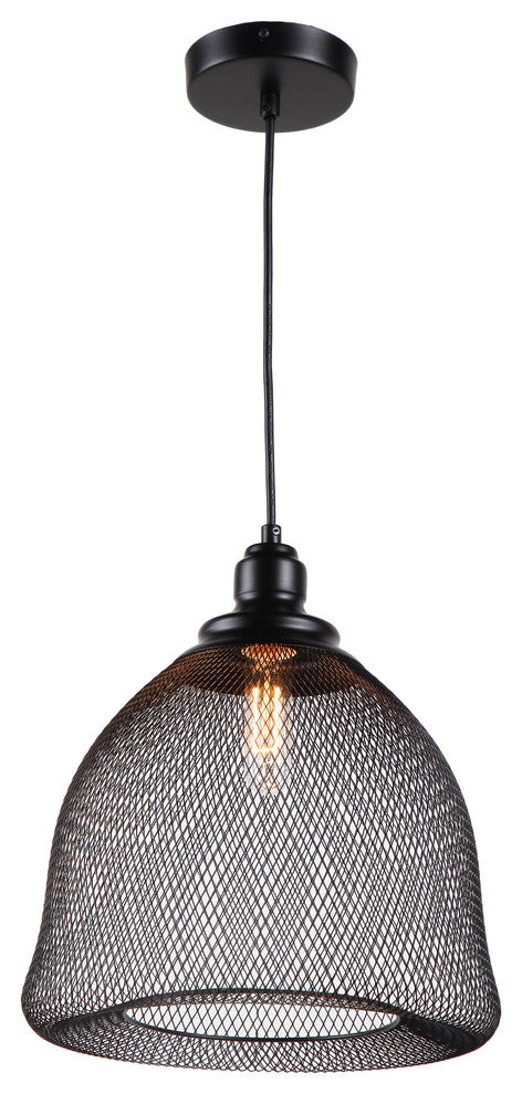Chloe Lighting Ironclad 1-Light Textured Black Mini Ceiling Pendant 11"