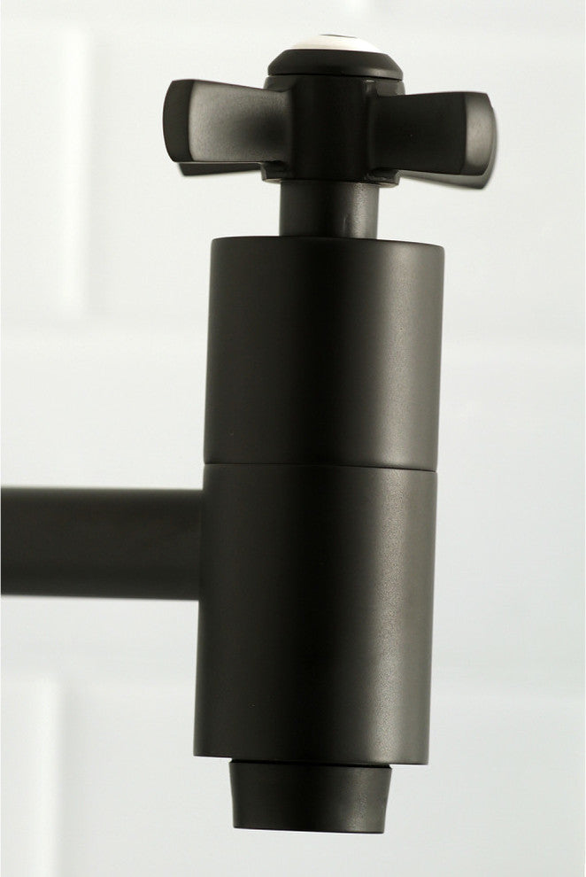 Kingston Brass Wall Mount Pot Filler Kitchen Faucet, Matte Black