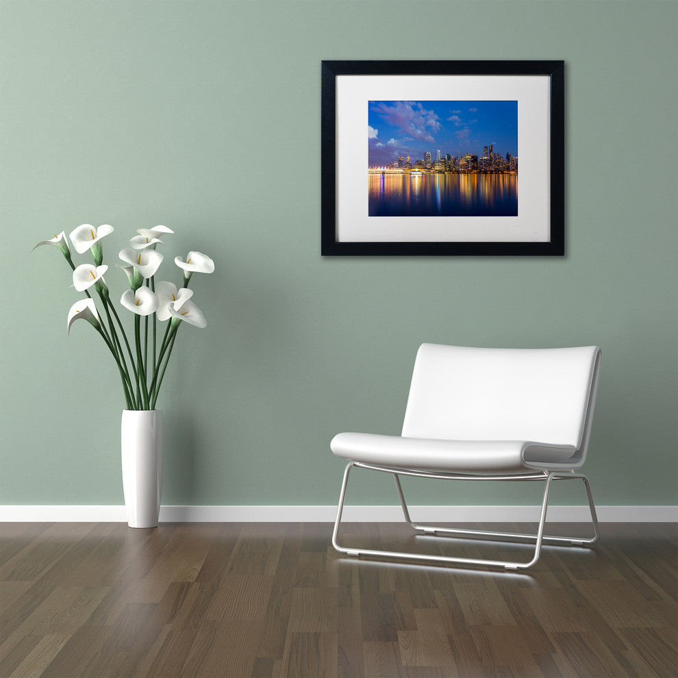 Pierre Leclerc 'Vancouver Twilight' Matted Framed Art, Black Frame, White, 14x11