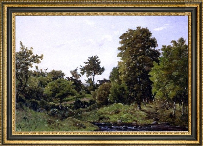 Henri Harpignies Landscape Near St. Prive Framed Premium Canvas Print, 16"x24"