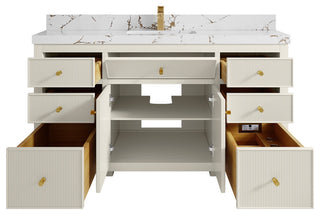 Sonoma 60" Single Sink Bath Vanity in Alabaster, 2"  Viola Brown