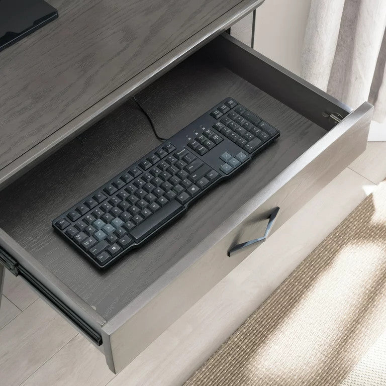 Corner Desk, Hardwood Construction With X-Shaped Accents & Full Extension Drawer