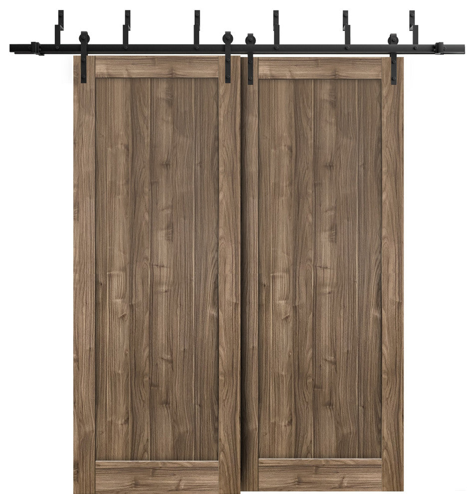Sliding Closet Barn Bypass Doors 84 x 96 | Quadro 4111 Walnut |  8ft
