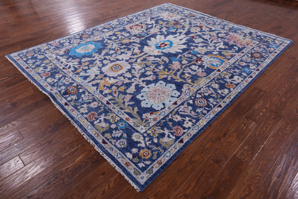 Hand-Knotted Turkish Oushak Wool Rug 8' 1" X 9' 11" - Q13312