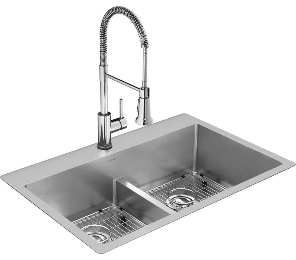 Elkay Crosstown 18 Gauge Stainless Steel Sink Kit with Faucet