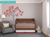Beautiful Tree Fabric Wall Decal, Tree Wall Decor, Red