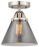 Large Cone Semi-Flush Mount, Brushed Satin Nickel, Plated Smoke, Plated Smoke