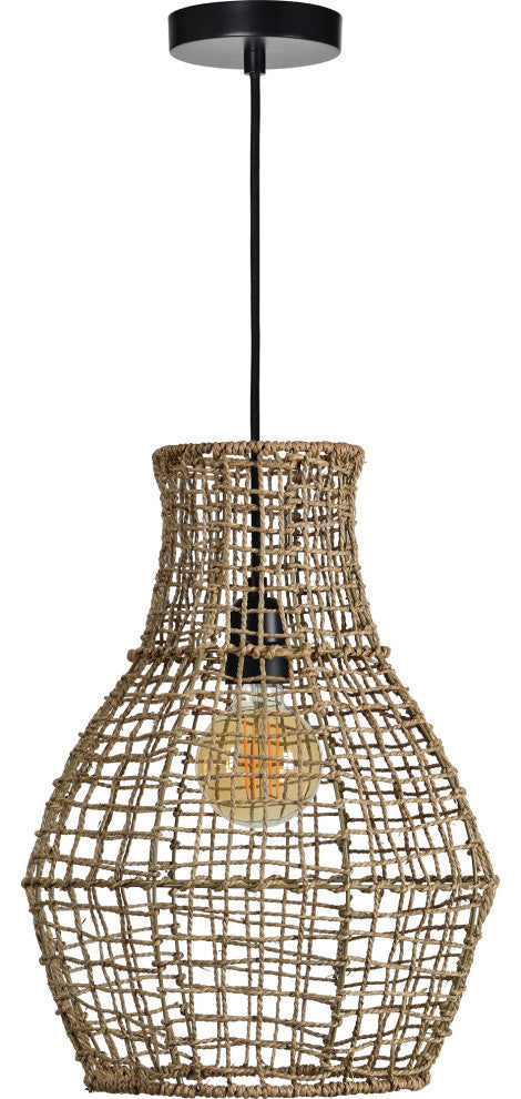 Nahanni Natural Finish Iron Seagrass Mesh Ceiling Light Pendant