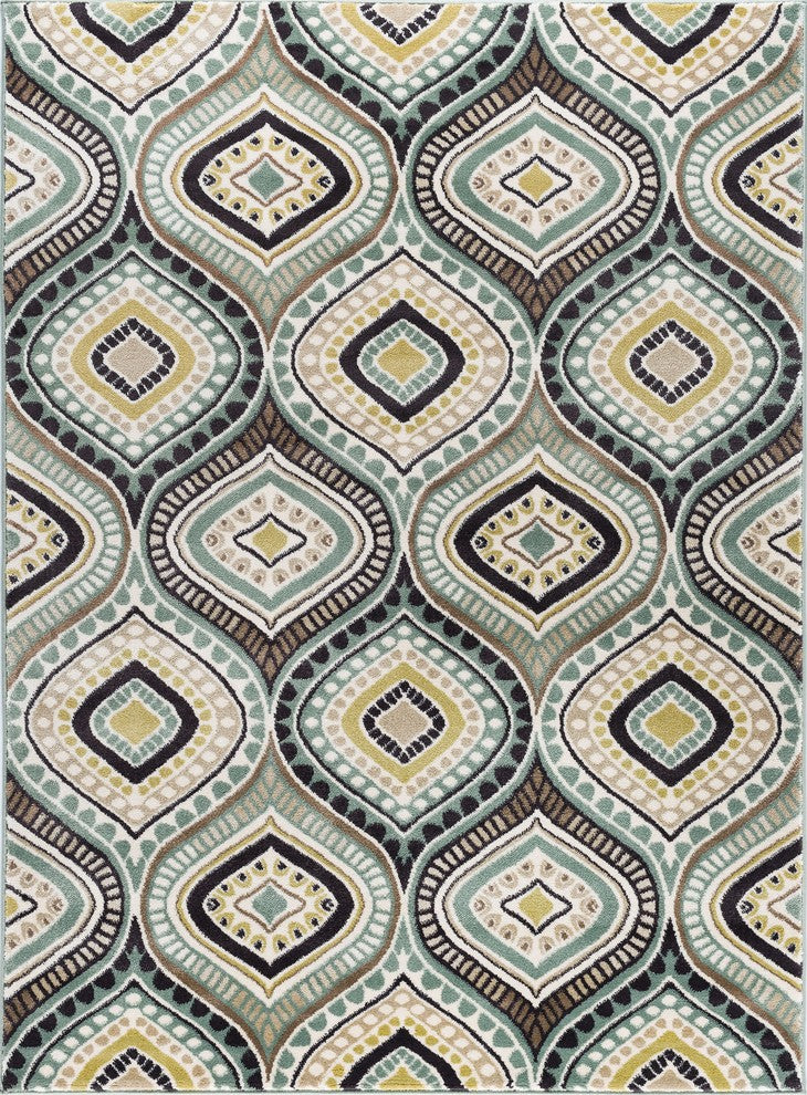 Aurora Contemporary Abstract Multi-Color Rectangle Area Rug, 8' x 10'