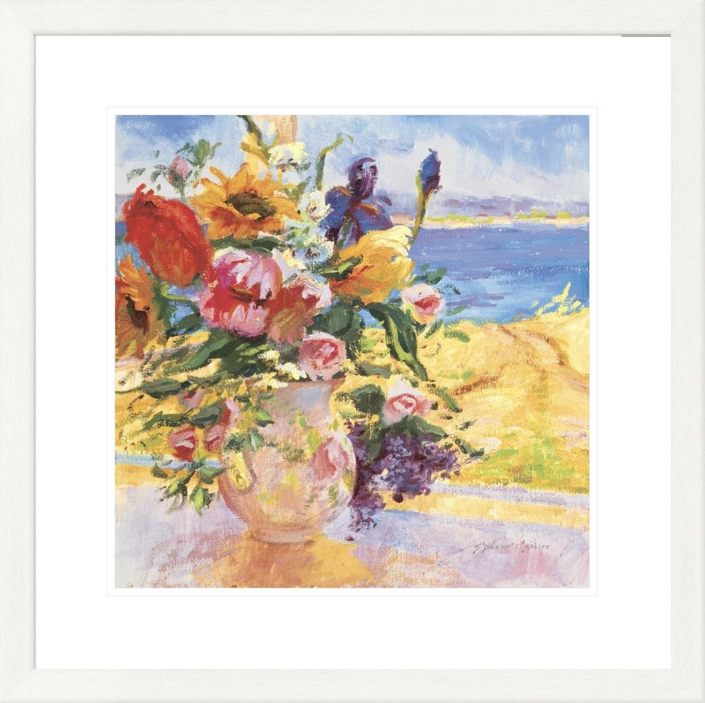 "Seaside Blooms I" Framed Digital Print by S. Burkett Kaiser, 27x27"