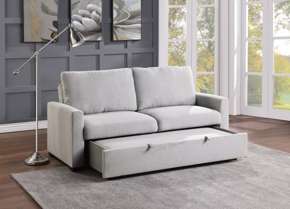 Wallstone Convertible Studio Sofa With Pull-Out Bed, Gray Color