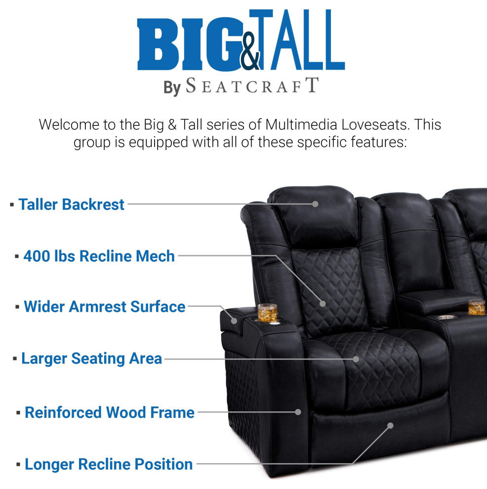 Seatcraft Headline Home Theater Seating, Black, Loveseat