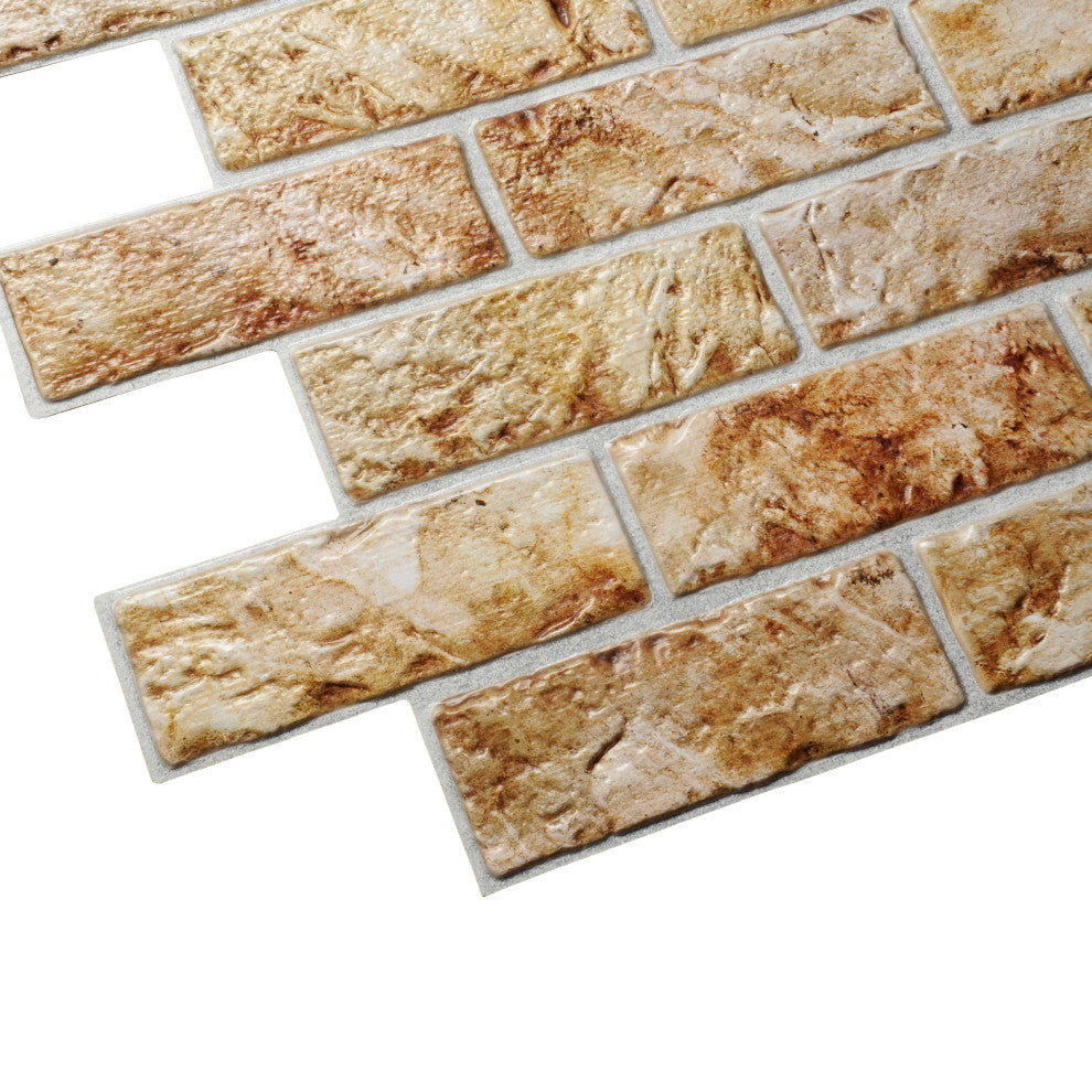 Copper Brown Bricks 3D Wall Panels, Set of 10, Covers 64 Sq Ft