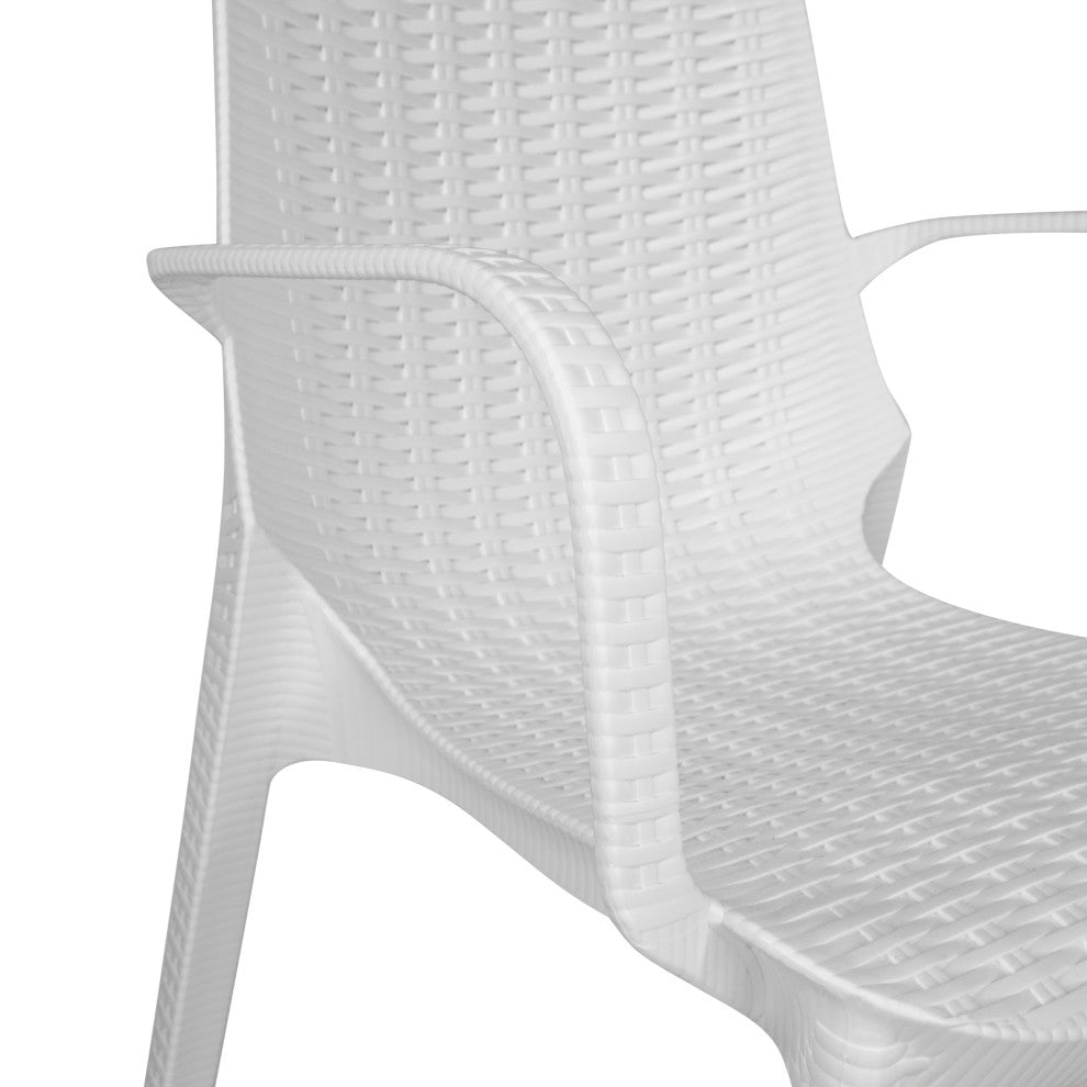 LeisureMod Kent 7-Piece Dining Set with 4 Side Chairs 2 Arm Chairs, White