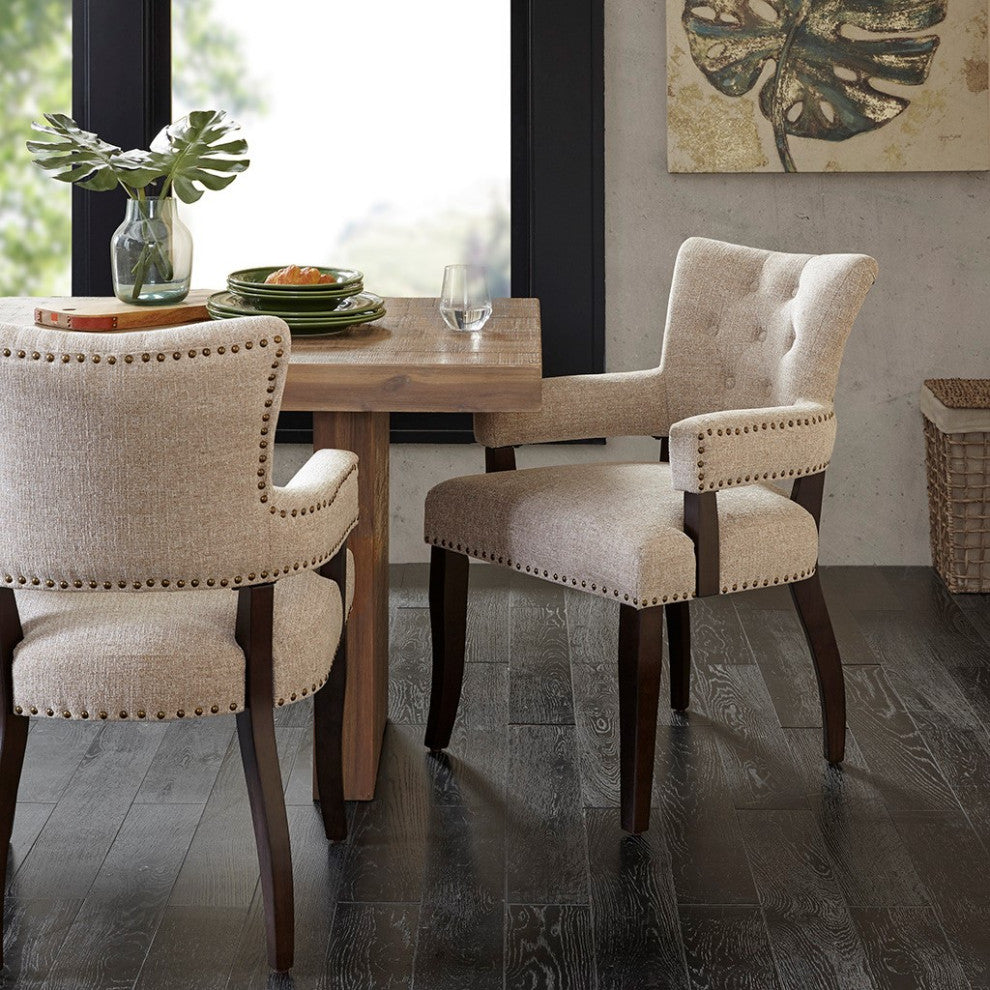 INK+IVY Brooklyn Multi-Hued Armed Dining Chair, Cream