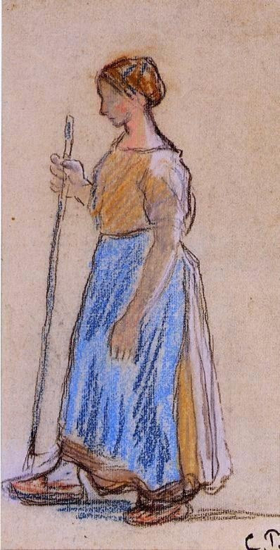 Camille Pissarro Peasant Woman, 15"x30" Wall Decal Print