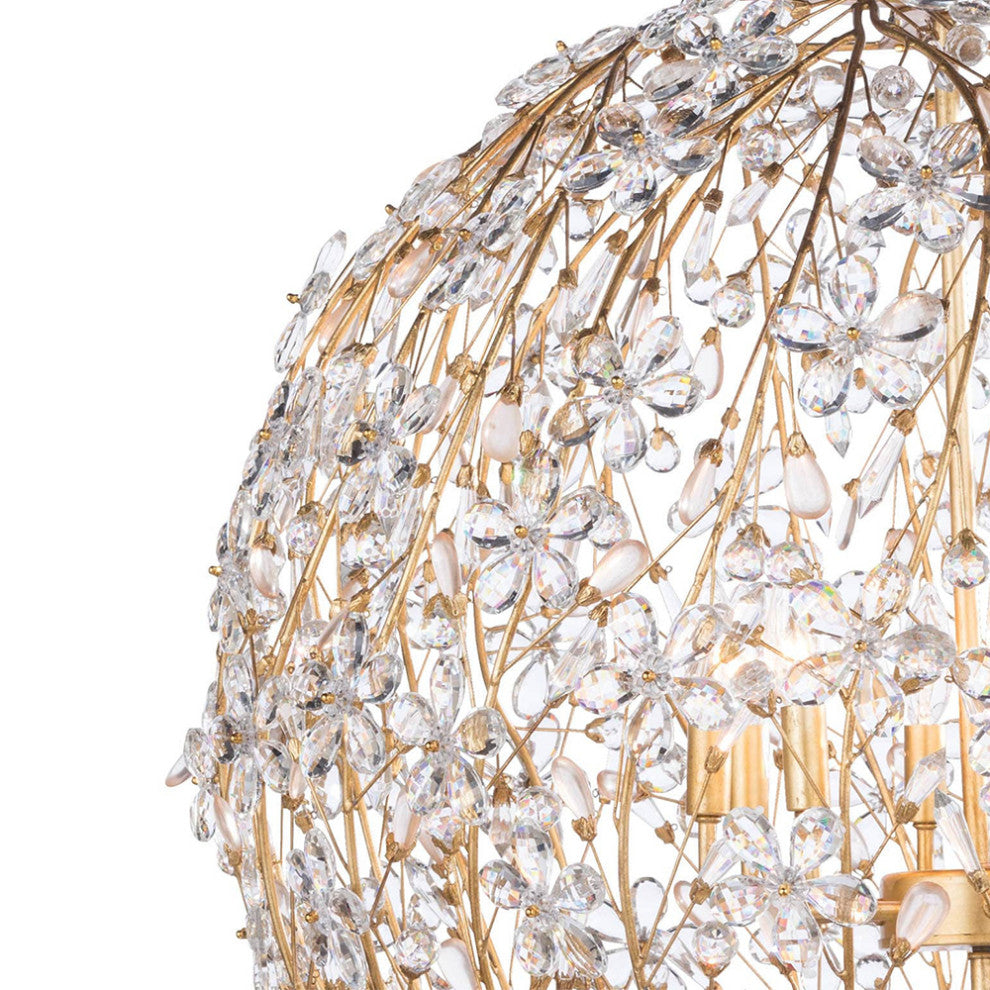 Modern Luxury Floral Globe Sphere Crystal Chandelier, 8-Light