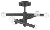 6 Light Modern Ceiling Light in Matte Black