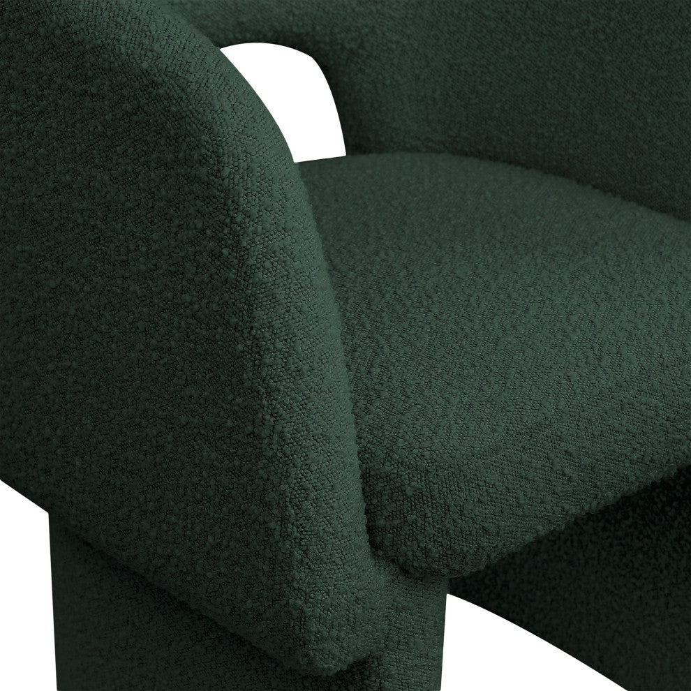 Emmet Boucle Fabric Dining Chair / Accent Chair, Green, Boucle Fabric