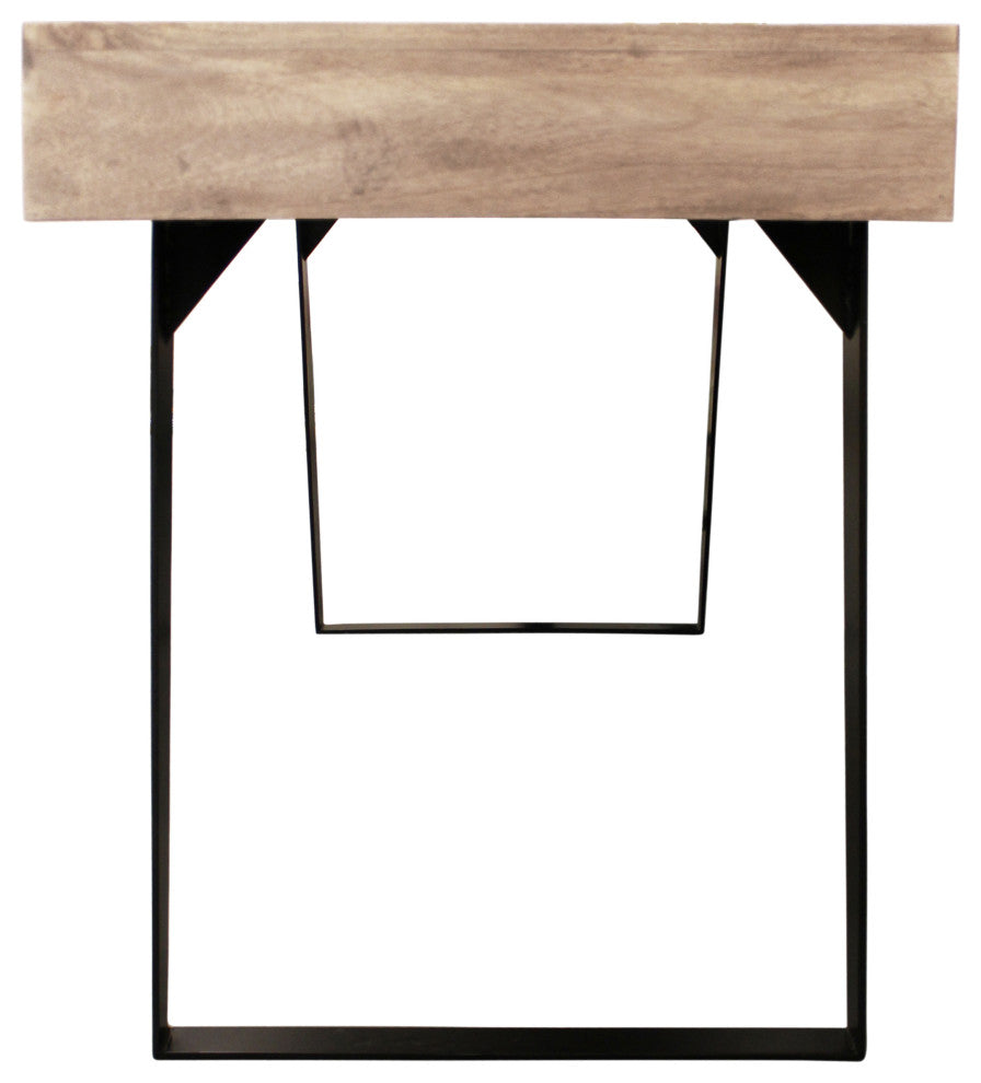 Sloane Solid Wood 3 Drawer Desk with Cast Iron Legs in Gray