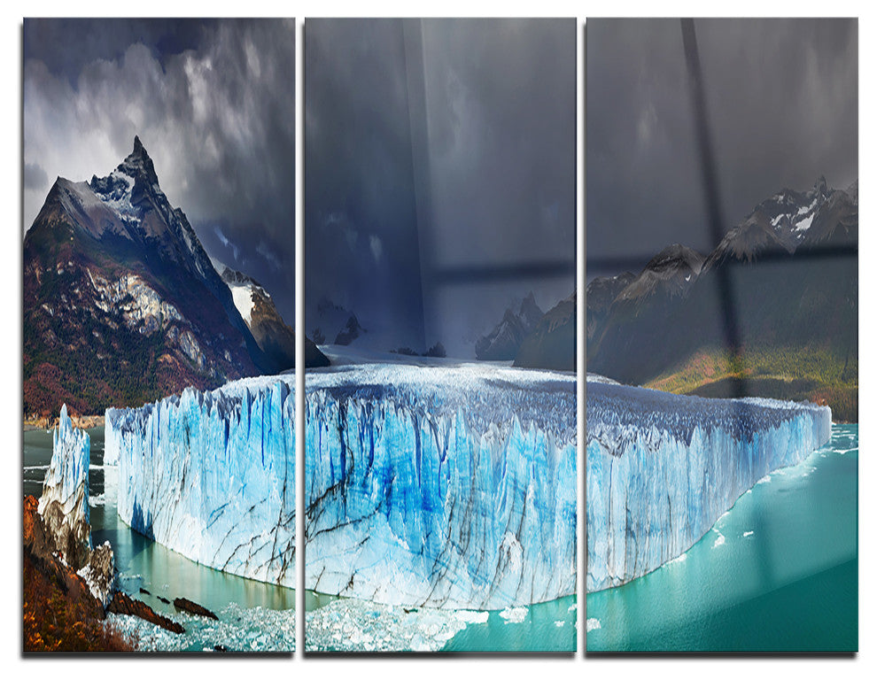 "Perito Moreno Glacier" Photography Glossy Metal Wall Art, 3 Panels, 36"x28"