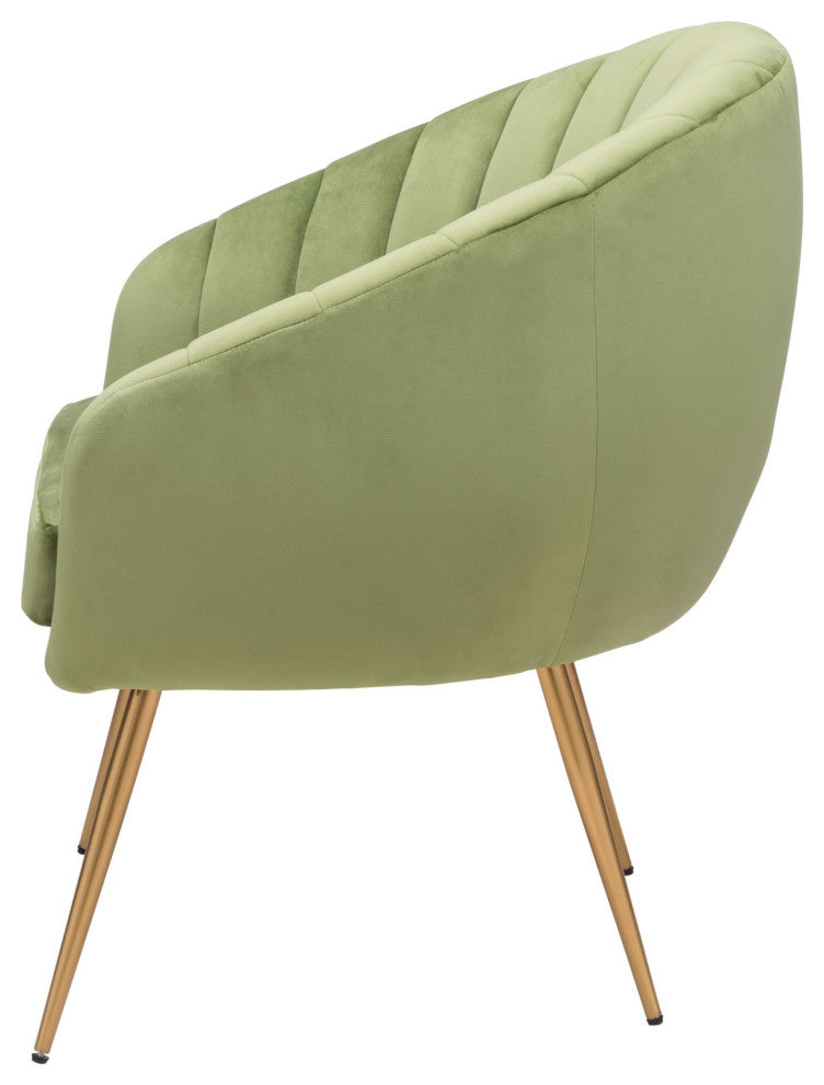 Accent Chair, Steel Metal, Fabric, Green, Gold, Lounge Cafe Lobby Hospitality