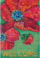 Welcome Red Poppy Print Polyester Garden Flag