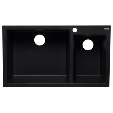 ALFI AB3319DI-BLA Black 34" Double Bowl Drop In Granite Composite Kitchen Sink