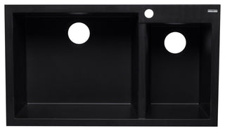 ALFI AB3319DI-BLA Black 34" Double Bowl Drop In Granite Composite Kitchen Sink