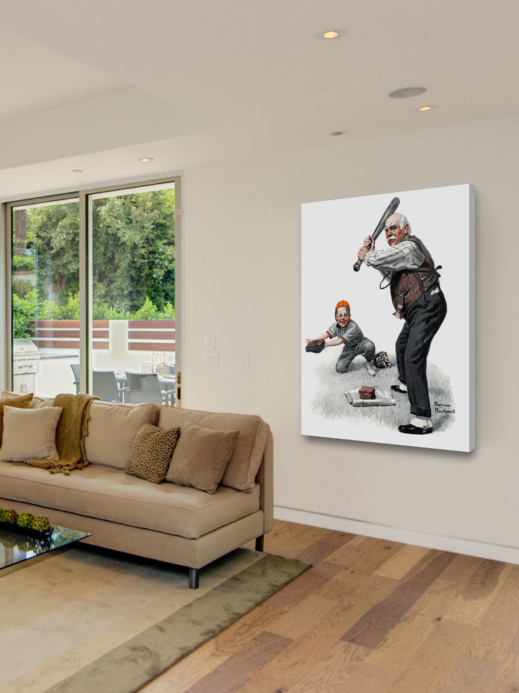 "Gramps at the Plate" Painting Print on Canvas by Norman Rockwell