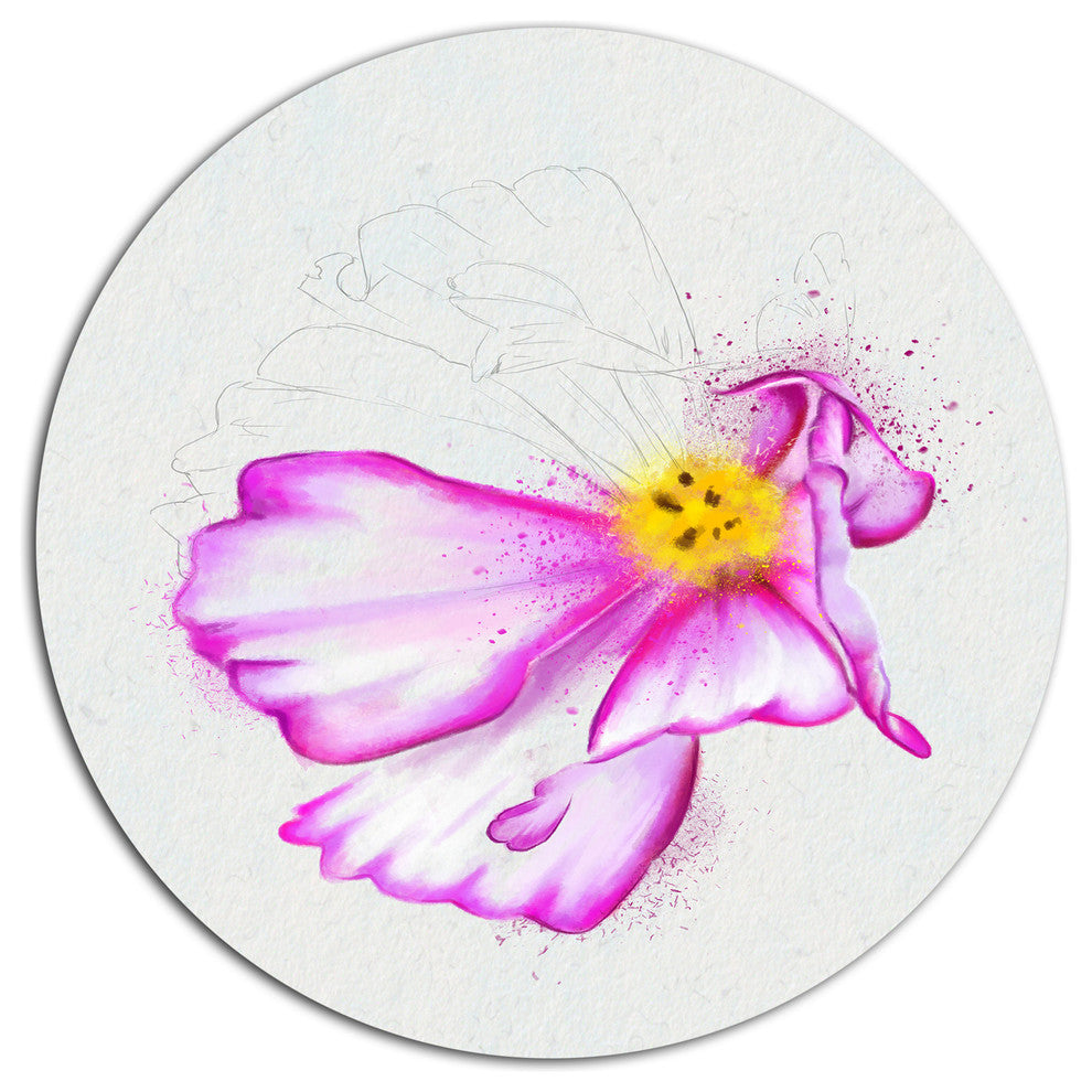 Fantastic Pink Flower Watercolor, Floral Large Disc Metal Wall Art, 11"