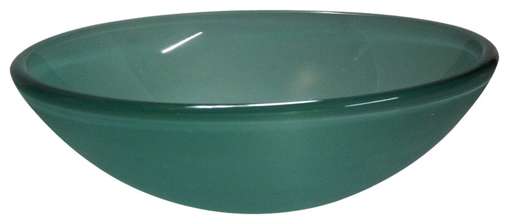 Templeton Light Green Frosted Glass Vessel Bathroom Sink without Overflow Hole