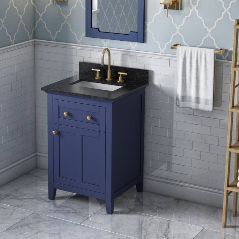 Chatham Traditional 24" Hale Blue Single Sink Vanity, Black Granite Vanity Top