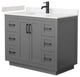 42"SGL Vanity Dark Gray, Light-Vein Carrara Cult. Marble Top, Sink, Black Trim