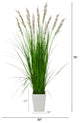 75" Grass Artificial Plant, White Metal Planter