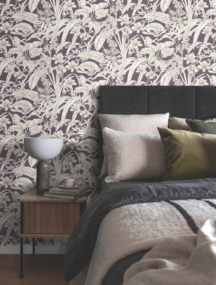 Orchid Conservatory Toile Mulberry Wallpaper
