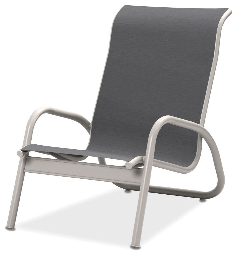Gardenella Sling Stacking Poolside Chair, Textured White, Augustine Pewter