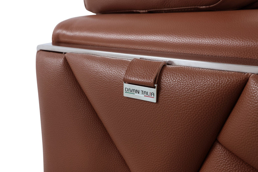 Trento Genuine Italian Leather Modern Loveseat Camel
