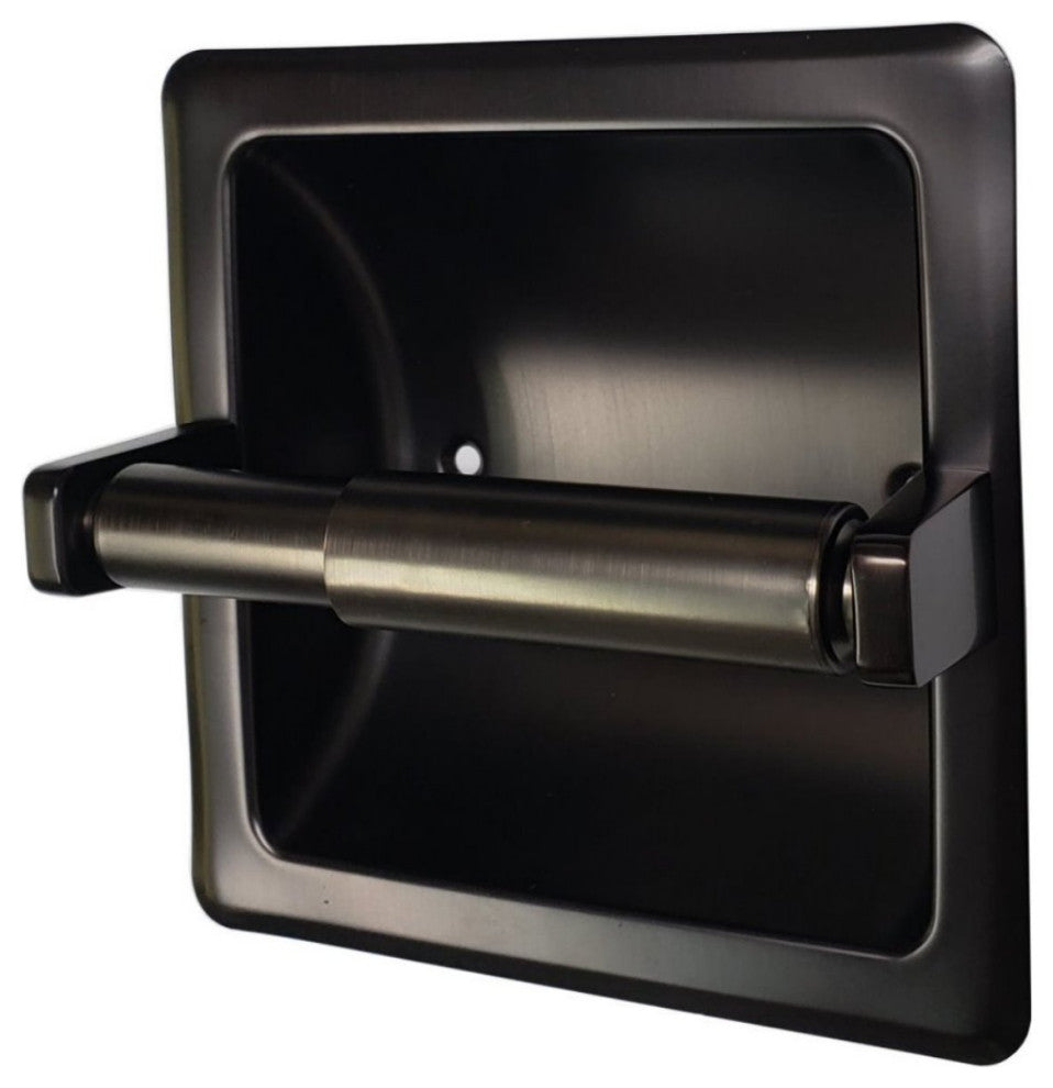 Arista Recessed Toilet Paper Holder with Galvanized Mounting Plate, Oil Rubbed Bronze