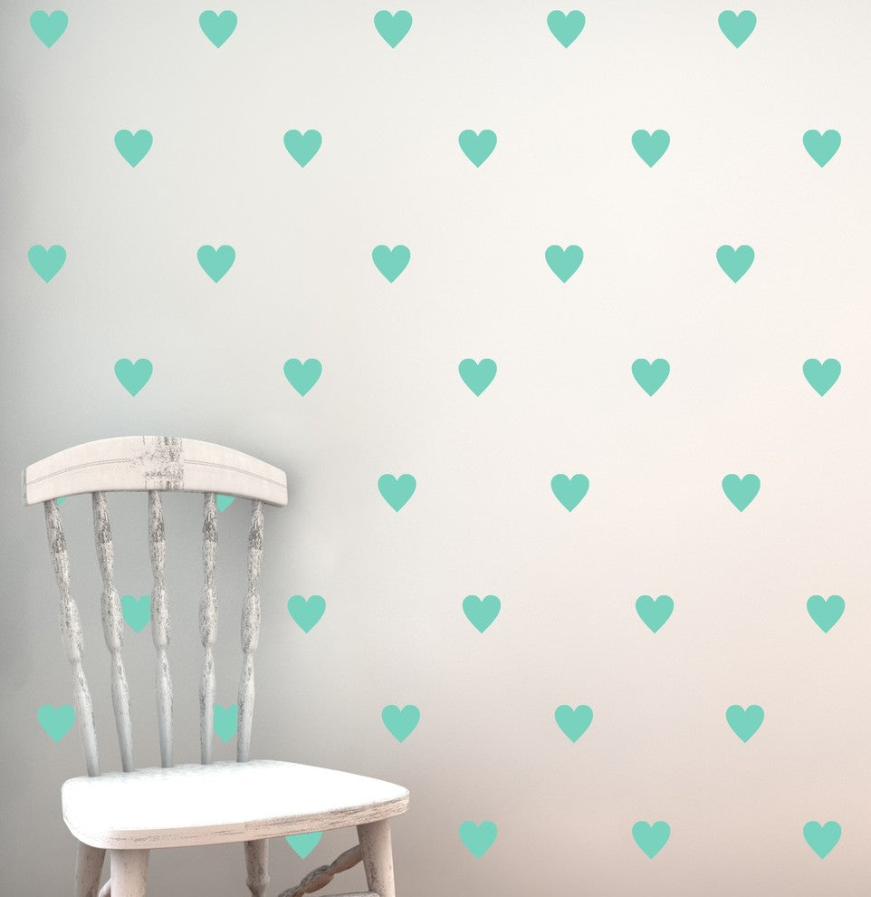 Hearts Pattern Wall Decal, 4", Cranberry