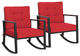 Costway 2PCS Patio Rattan Rocker Chair Outdoor Glider Rocking Chair Cushion Red