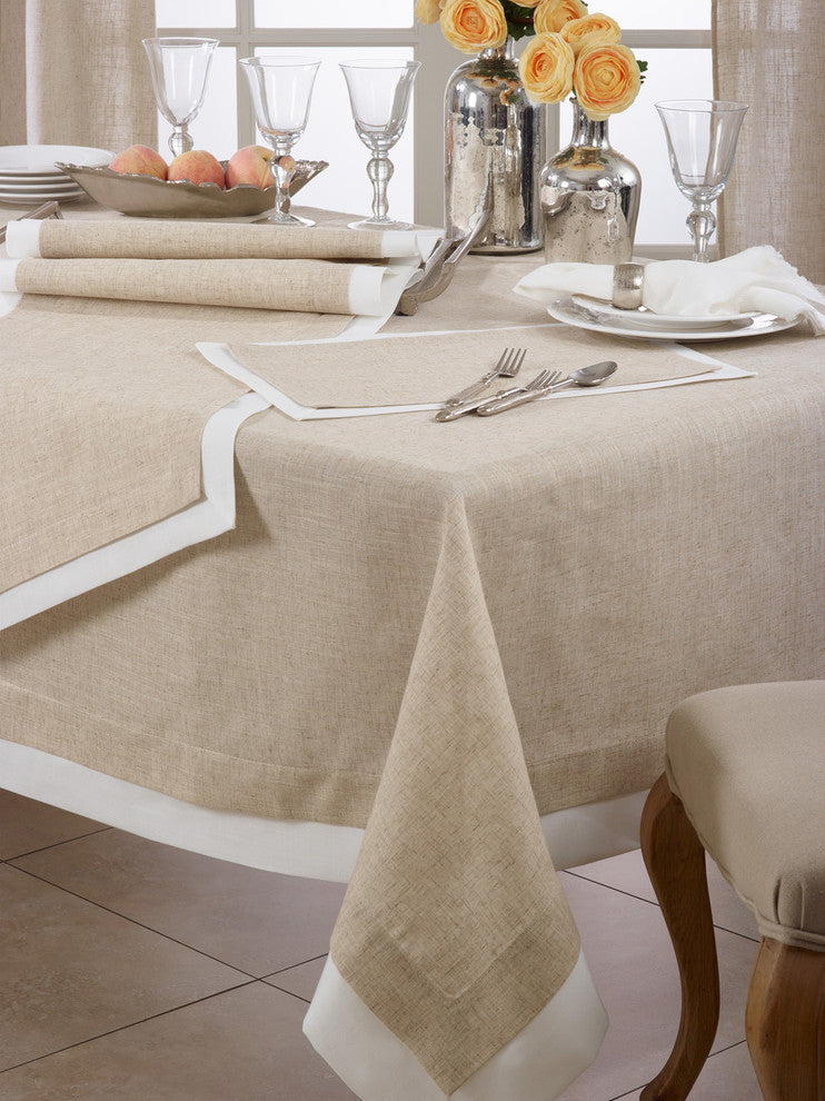 Moldura Collection Double Layer Linen Tablecloth, Natural, 67"x120"