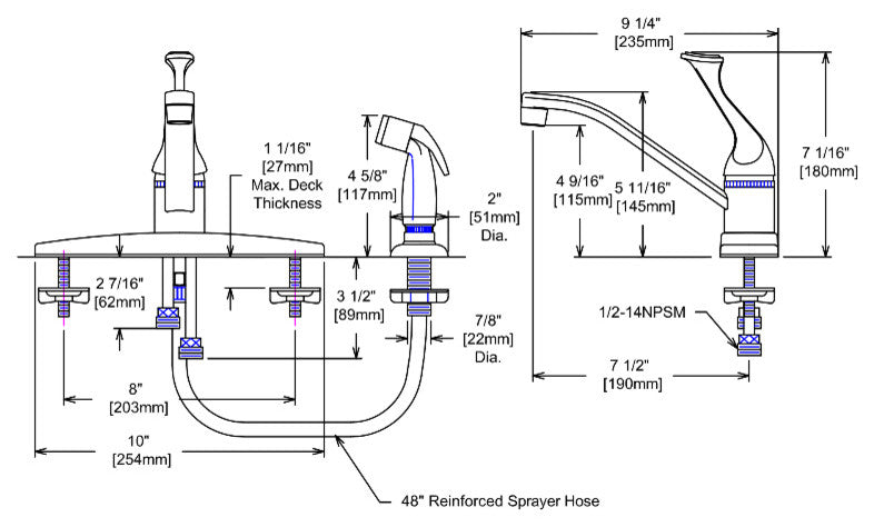 Crystal Cove 12-3099 Satin Nickel Kitchen Faucet With Sprayer