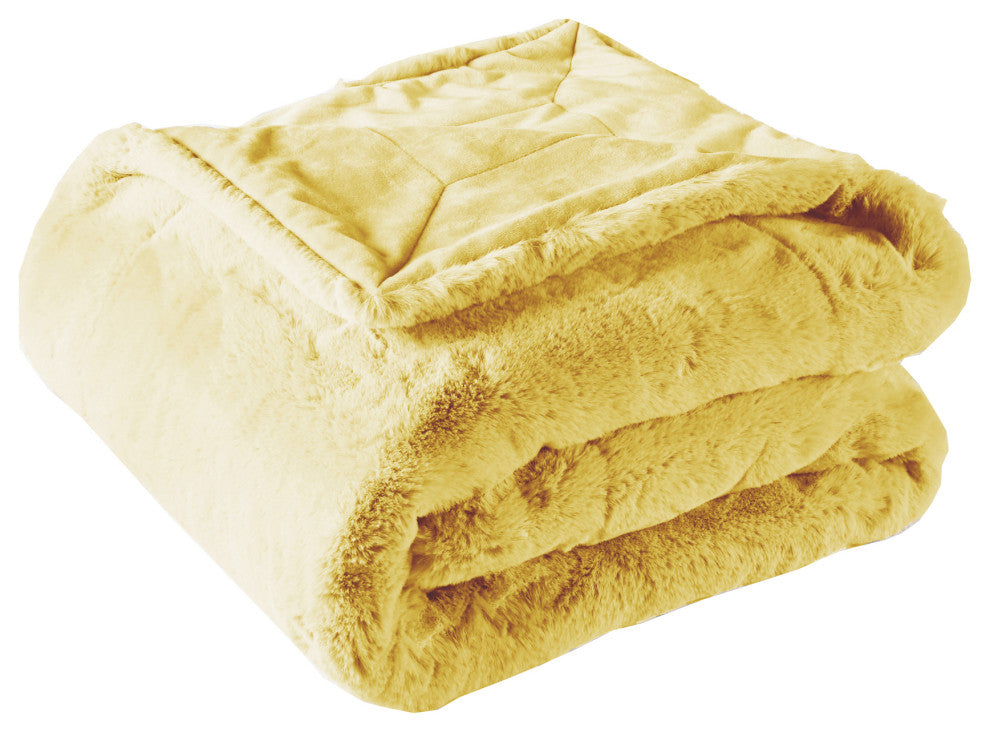 Heavy Faux Fur Throw, Sunshine Yellow, 60"x80"