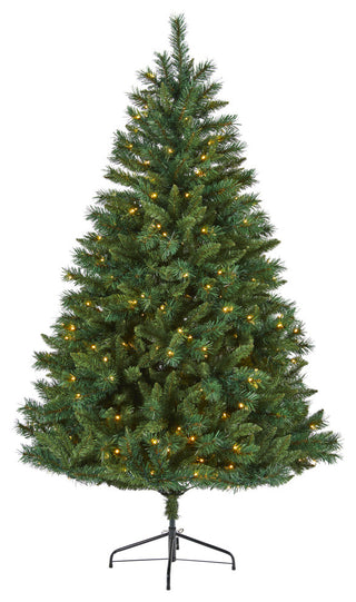 6' Rocky Mountain Mixed Pine Artificial Christmas Tree With 300 LED Lights