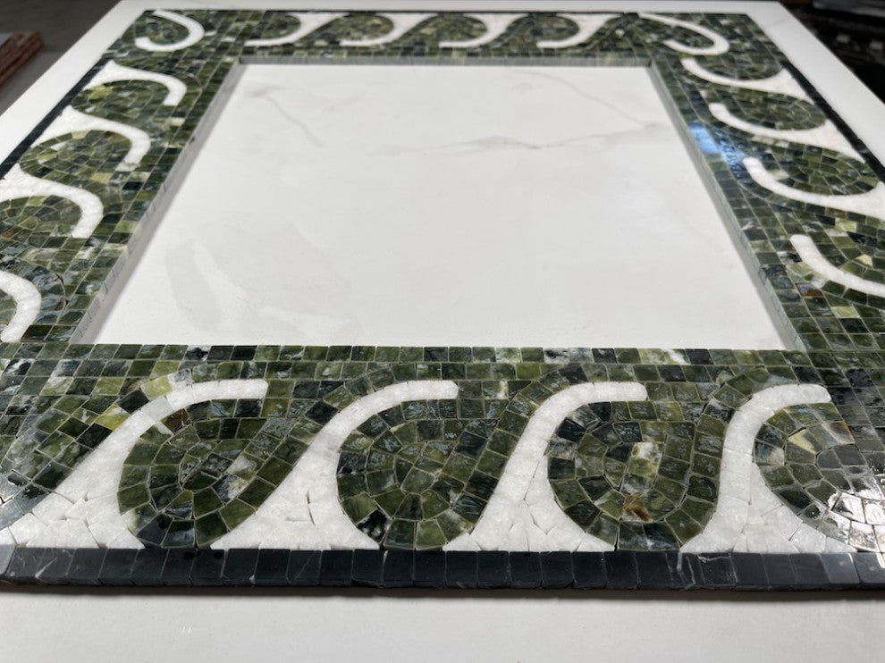 Marble Mosaic Border Accent Listello Tile Surf Green 4x12 Polished, 1 piece